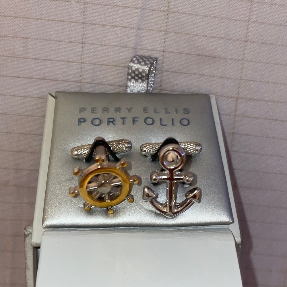 Perry Ellis Nautical Gold and Silver Cufflinks